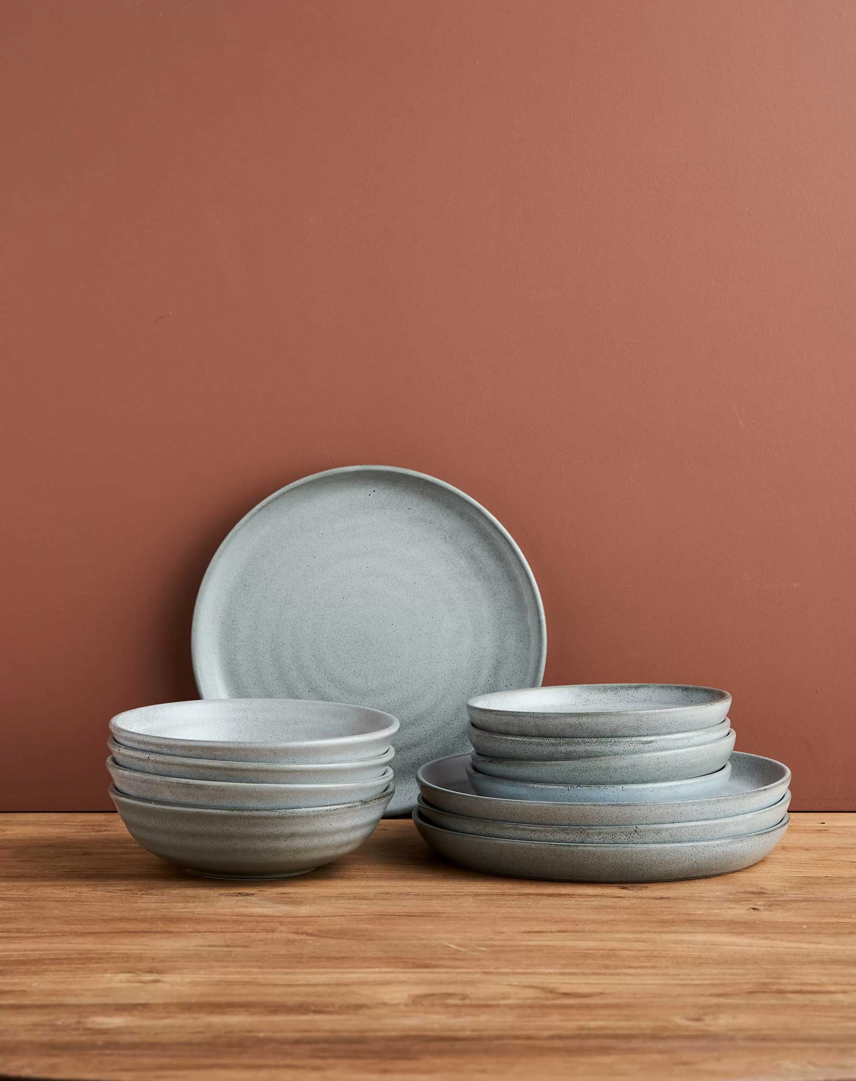 Robert Gordon Dinner Sets-12pc Potters Collection Dinner Set / Grey Smoke