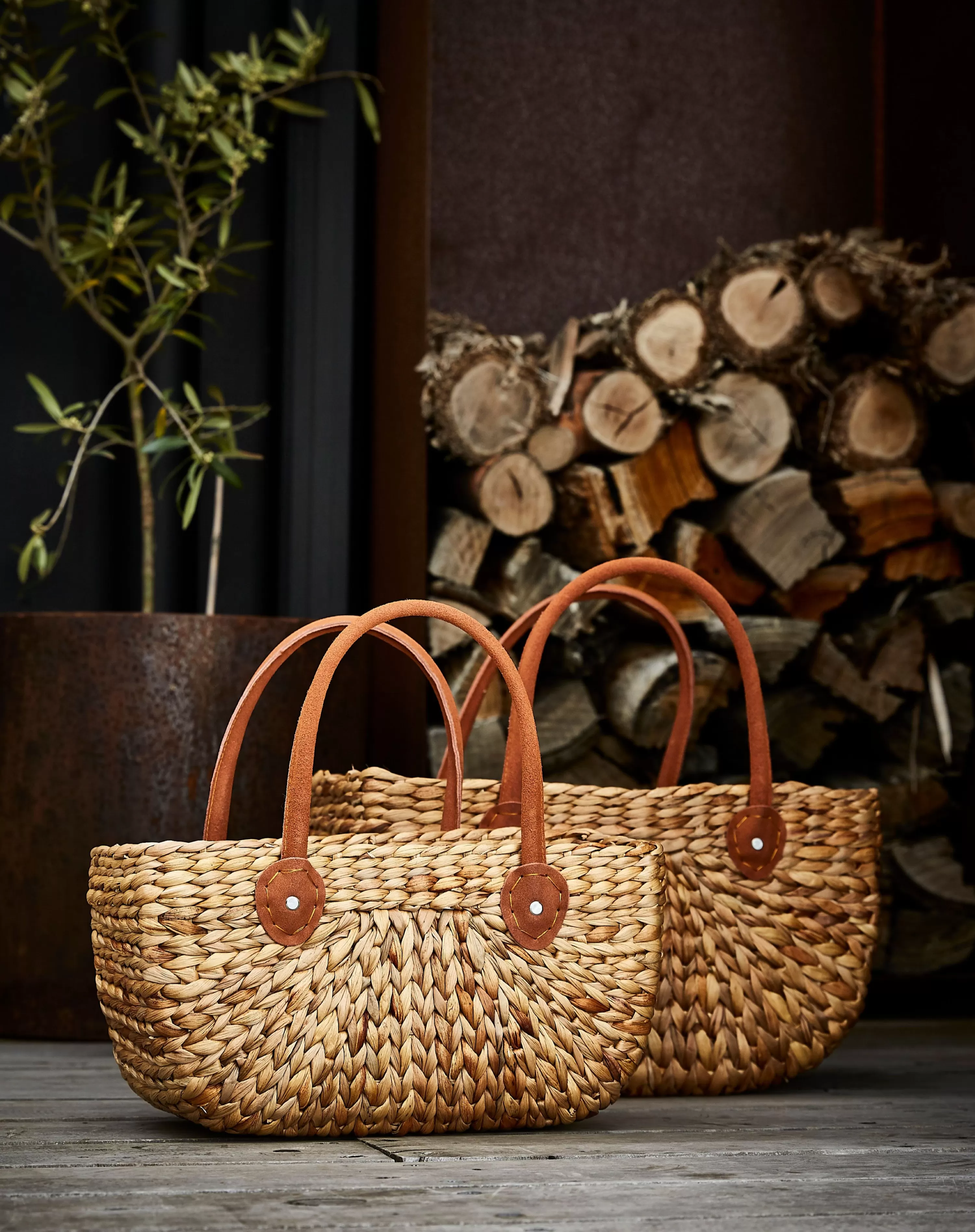 Robert Gordon Baskets-Harvest Baskets Set Of 2 / Suede